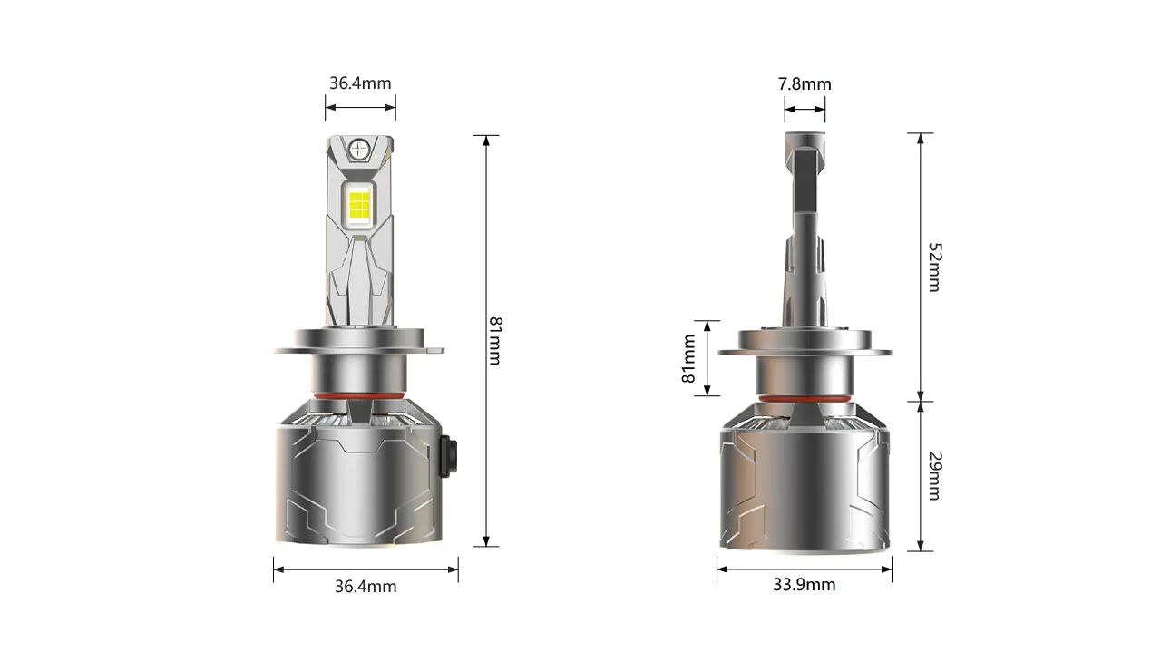 VX3 'The Light Beast' 100W LED Headlights — dimensions