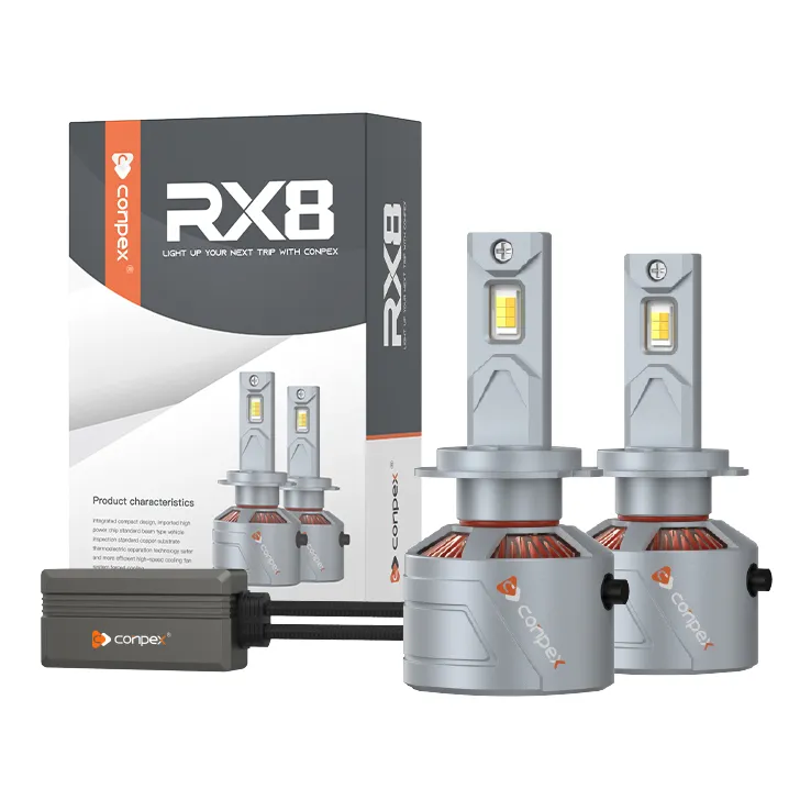 The complete OPTILUME RX8-3S 3-Color LED headlight upgrade kit, featuring 130W/10,000LM bulbs with a zinc alloy body and triple heat dissipation for maximum brightness, durability, and all-weather versatility.