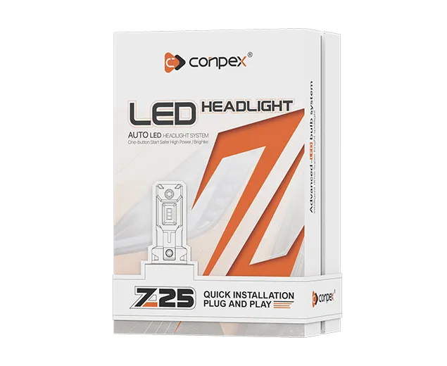 The OPTILUME Z25-H7 LED headlight kit box, showcasing its simple yet powerful design for an easy, high-performance safety upgrade that is 2-5 times brighter than halogen lamps.