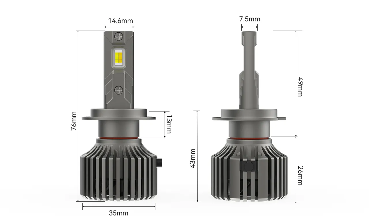 M10 APP Smart Bluetooth LED Headlights — dimensions