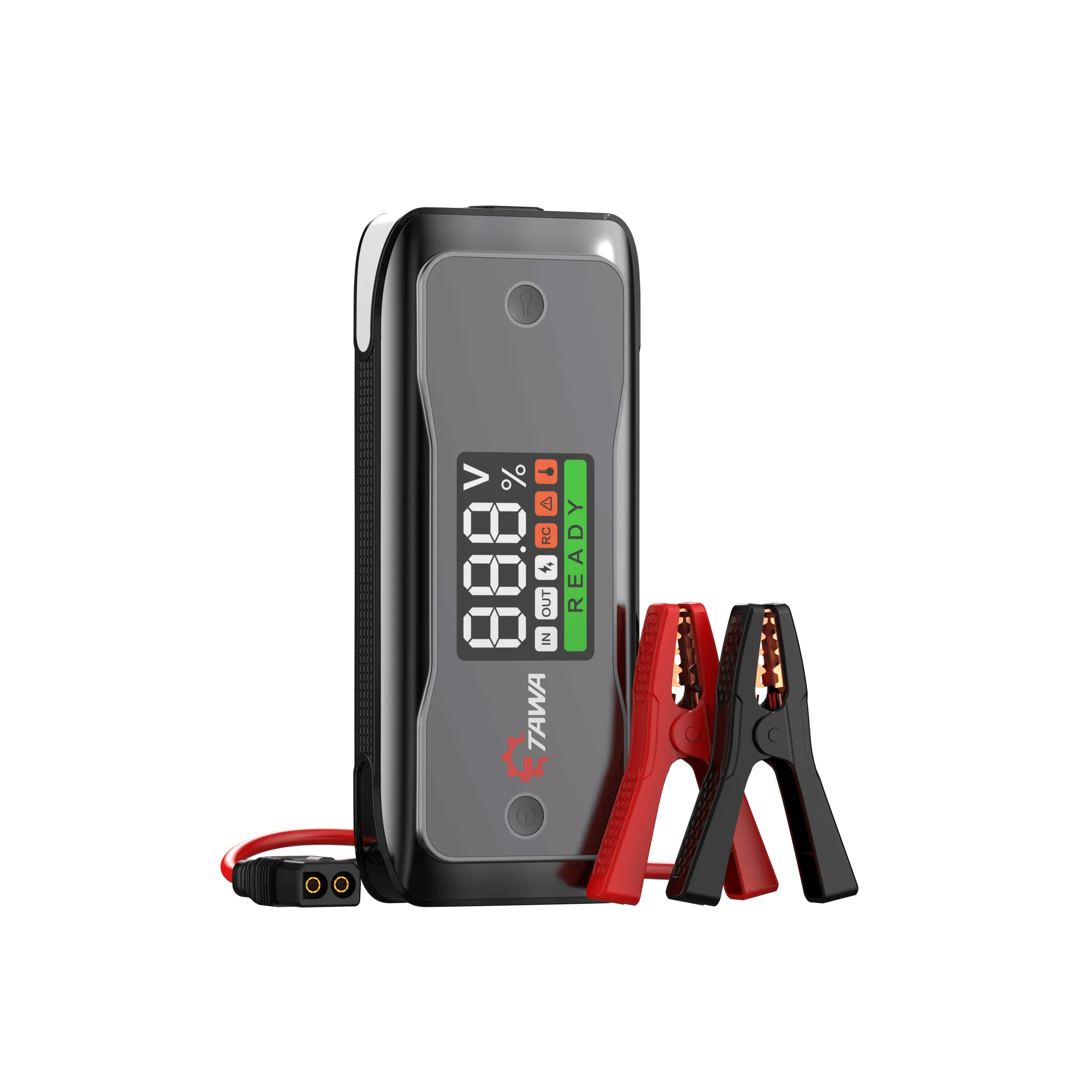 The OPTILUME K70 jump starter and its smart safety clamps, a complete system designed to safely deliver a massive 3000A of peak current to revive heavy-duty trucks and commercial vehicles.