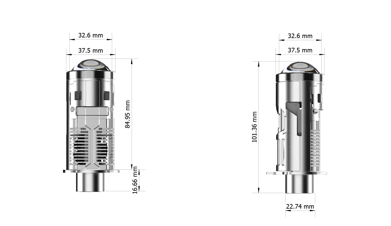 EK7 H4 Bi-LED Mini Projector (External Driver) — dimensions