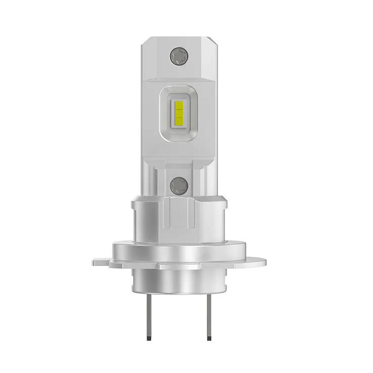 Front view of the OPTILUME Z22-H7 LED bulb, highlighting its simple plug-and-play design that delivers 3000 lumens, over twice the brightness of standard bulbs.