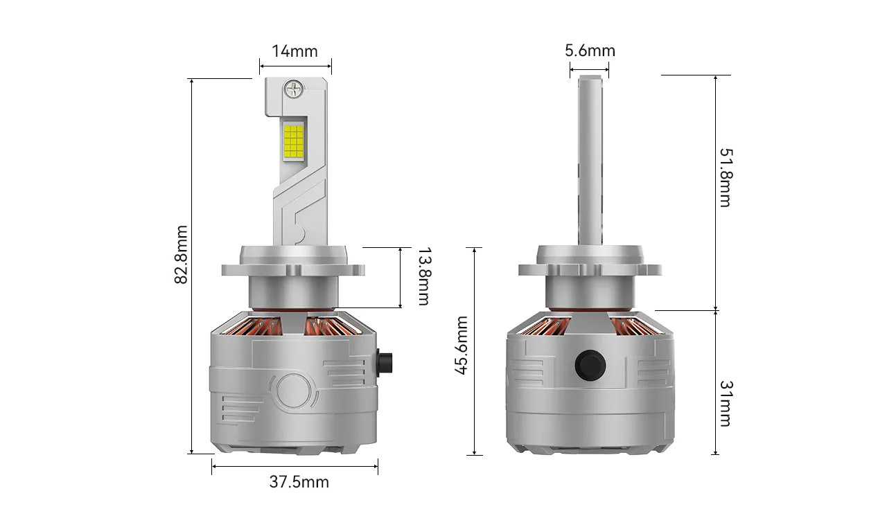 D Direct-Fit HID to LED Headlights — dimensions