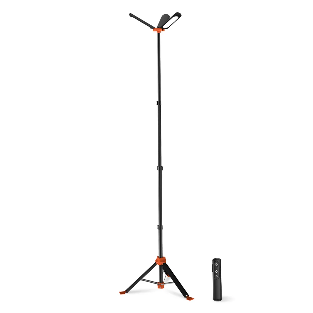 The complete OPTILUME TRP-01 multi-function work light, extended to its full 2.5-meter height, ready to provide 9500 lumens of remote-controlled light for any outdoor activity.