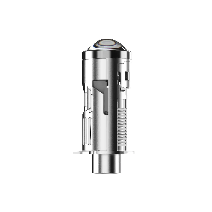 EK7 H4 Bi-LED Mini Projector (External Driver) in Silver Metal - Side Angle