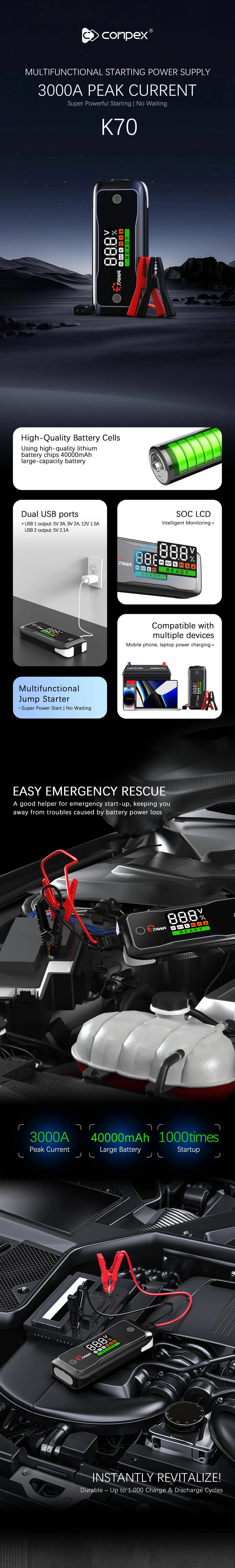 K70 Jump Starters — product details