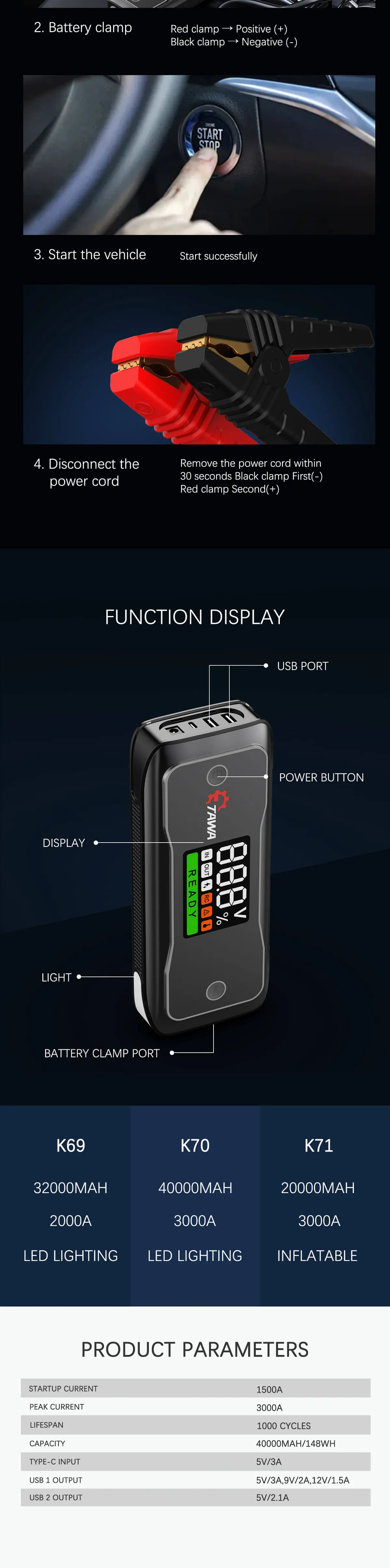 K70 Jump Starters — product details