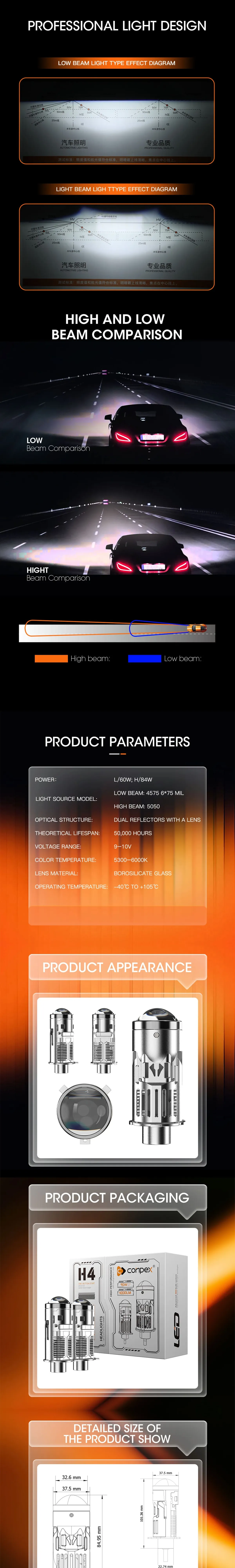 EK7 H4 Bi-LED Mini Projector (External Driver) — product details