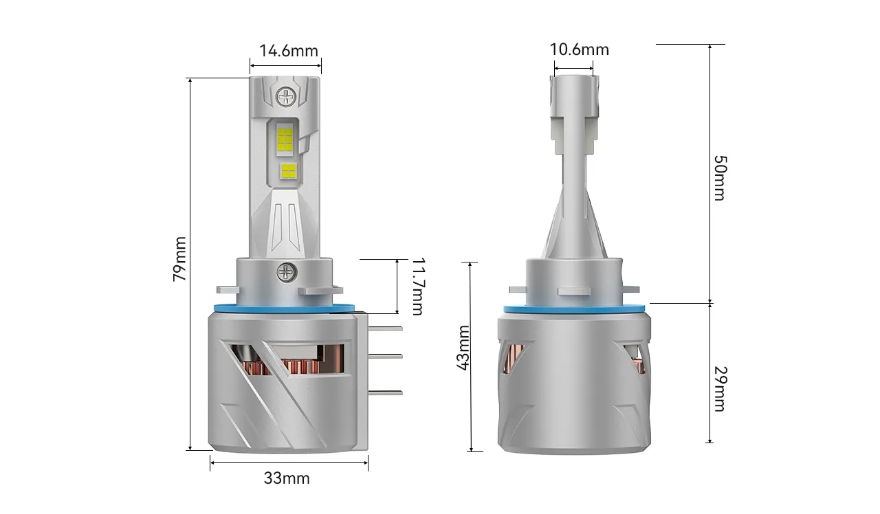 H15 Dedicated LED Headlights — dimensions
