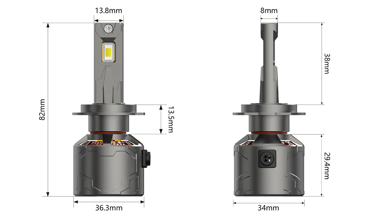 VX3-3S LED HEADLIGHT — dimensions