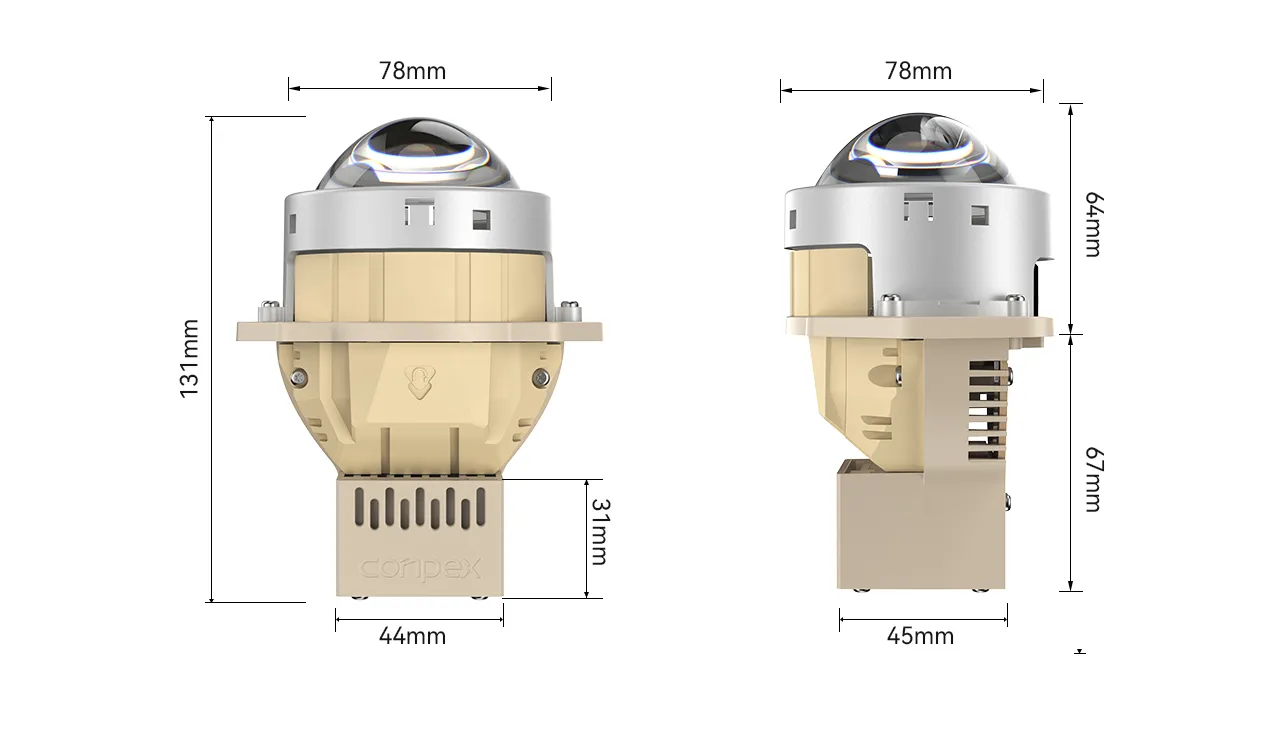 Q8 BI-LED PROJECTOR LENS — dimensions