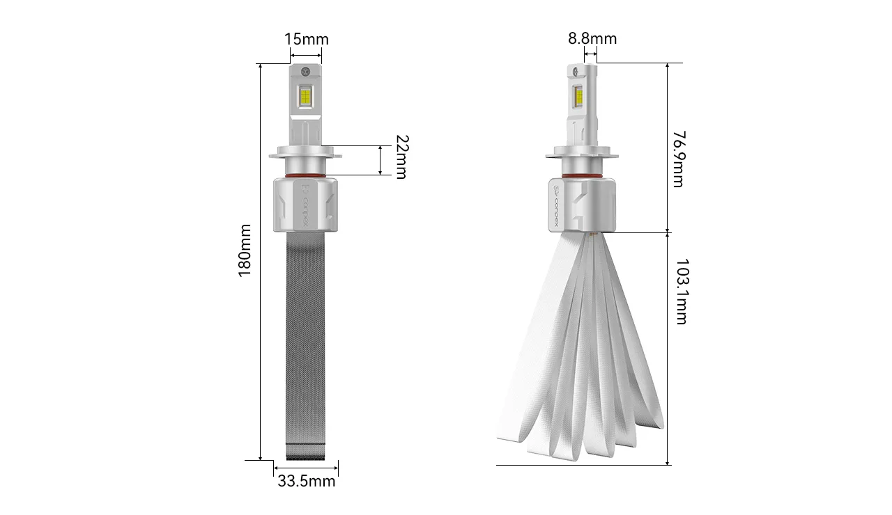 P2 COPPER STRIP HEADLIGHT — dimensions